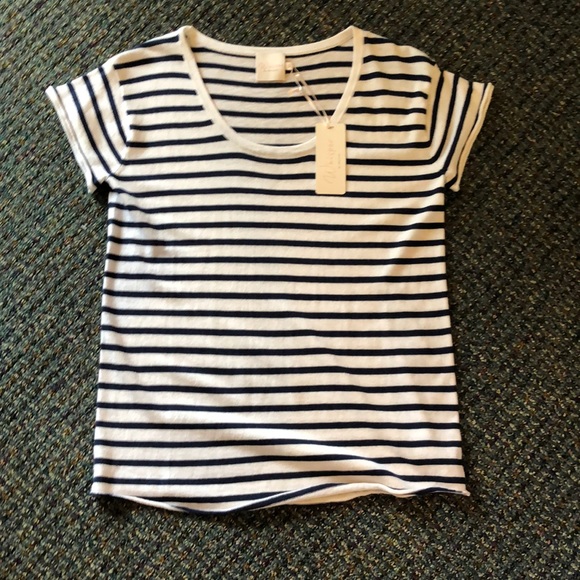 NWT silk and cotton top in navy and white stripe - Picture 1 of 2